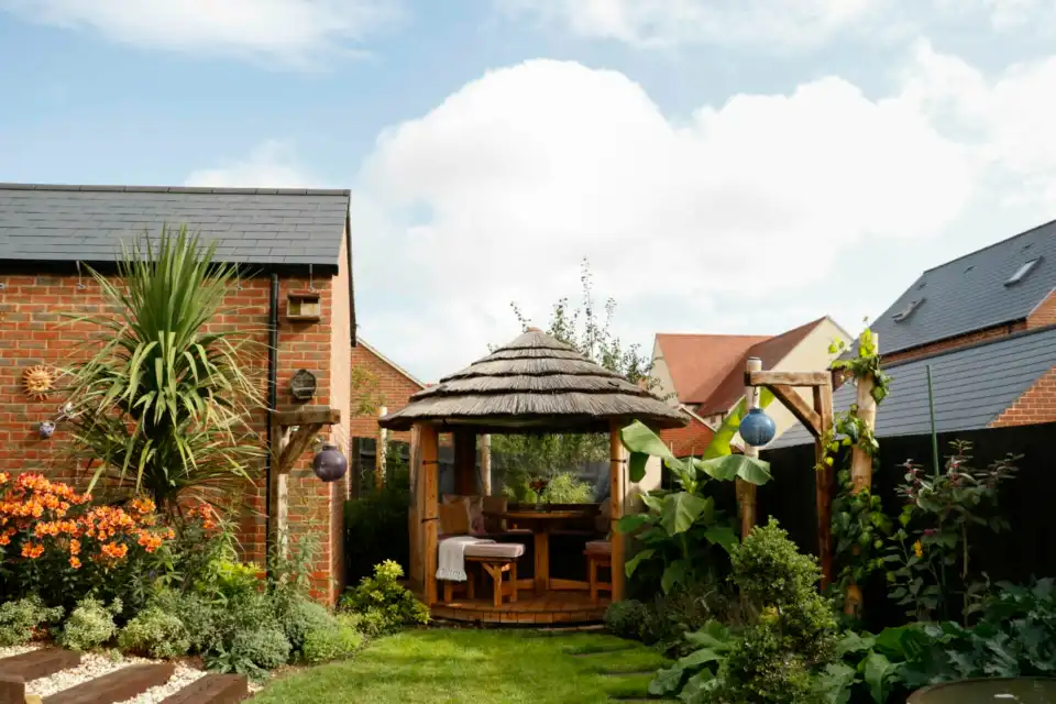 Adam Robinson's garden featuring a Breeze House, transformed by ITV’s “Love Your Garden"