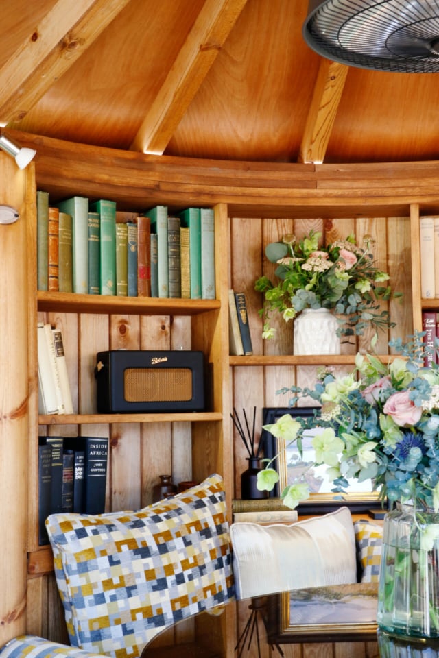 Bookshelf inside The Reading Nook Breeze House, on display at RHS Chelsea 2024