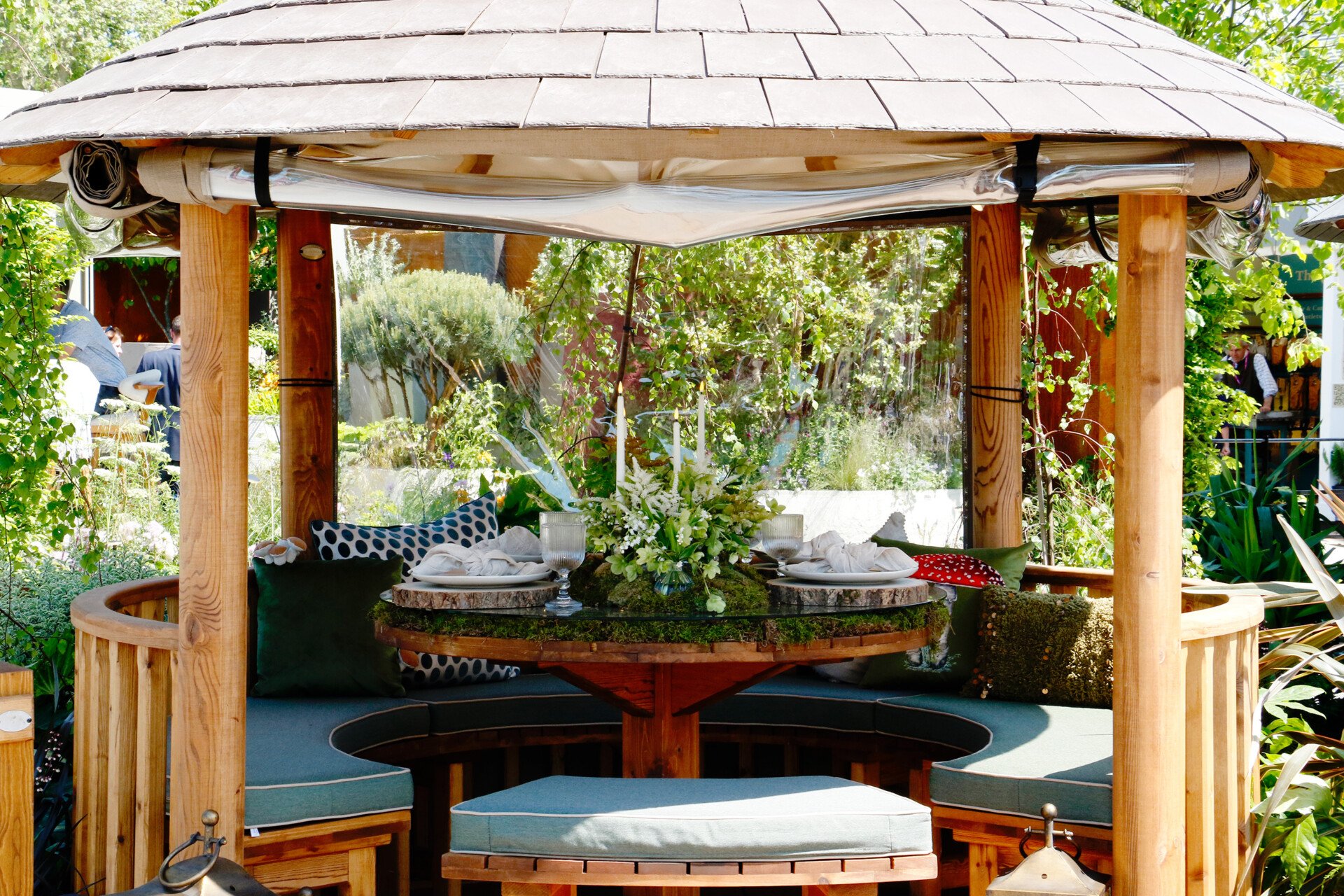 Inside Enchanted Woodland Breeze House, on display at RHS Chelsea 2024