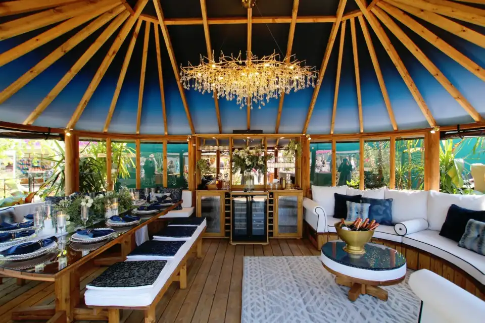 interior of breeze house celebration styled for RHS chelsea 2024