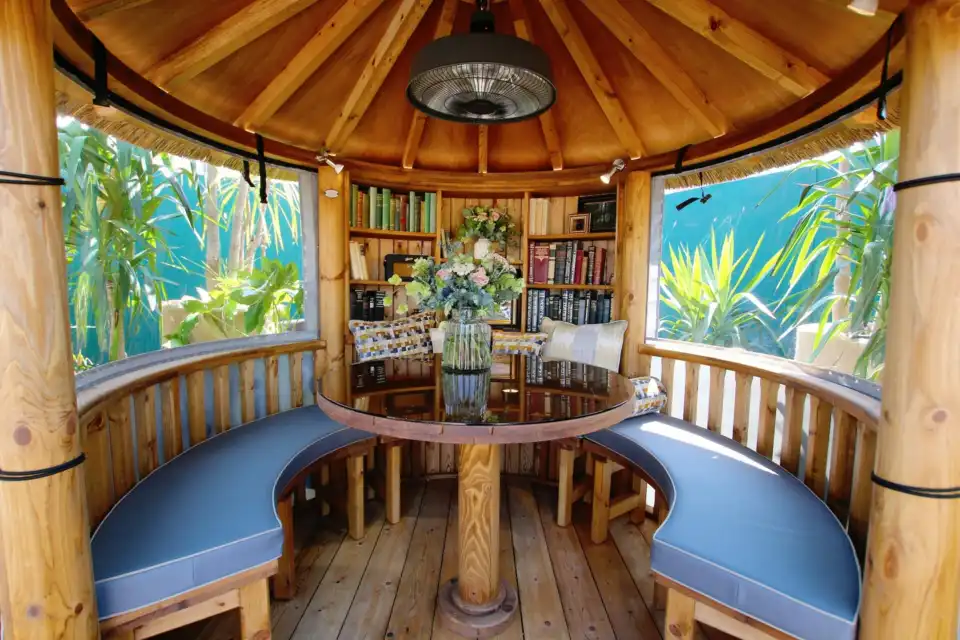 interior of breeze house reading nook styled for RHS chelsea 2024