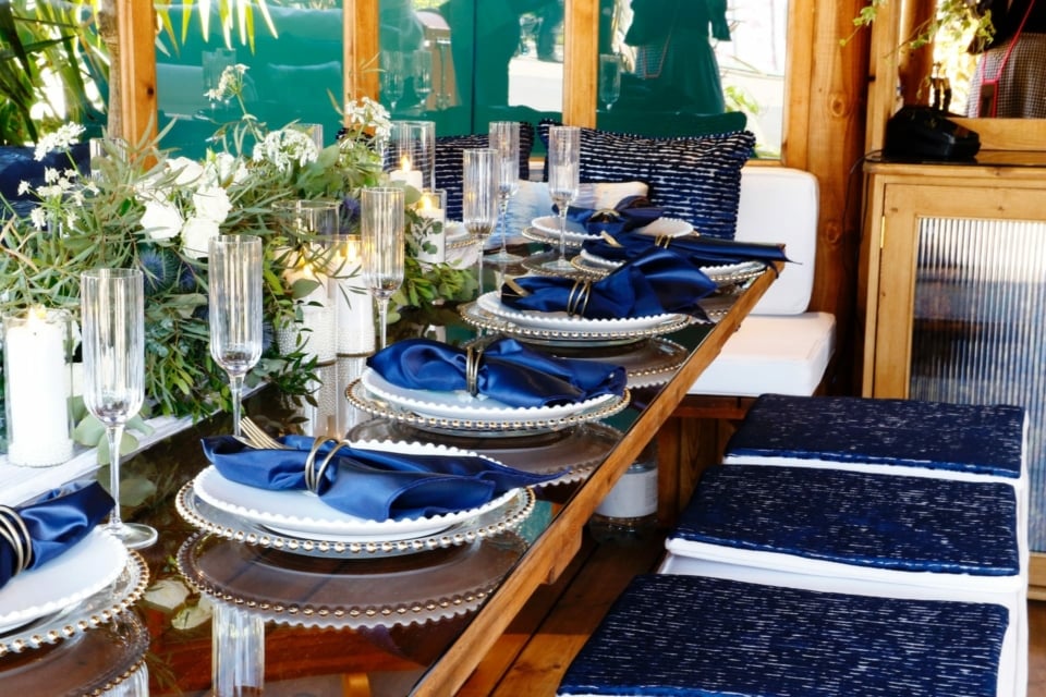 table layout for breeze house celebration styled for RHS chelsea 2024