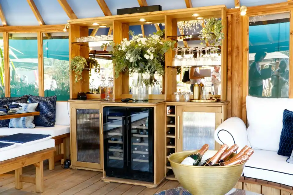 wine cooler inside breeze house celebration styled for RHS chelsea 2024