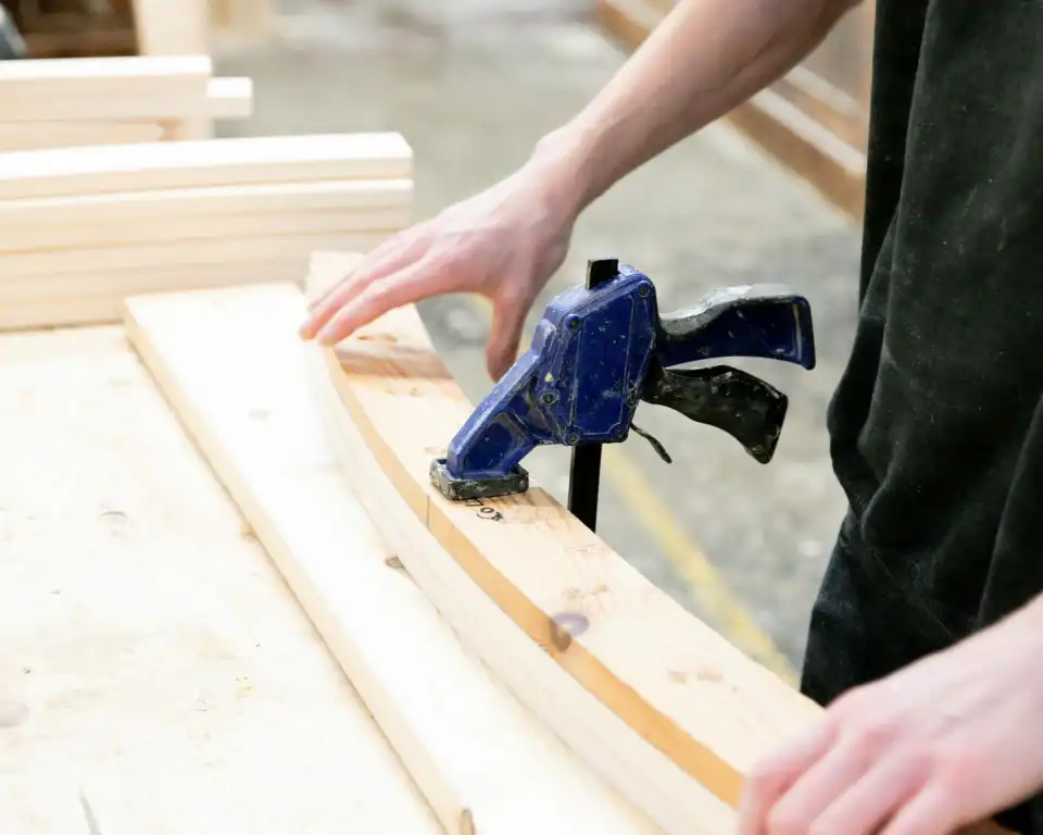male breeze house factory worker with wood materials